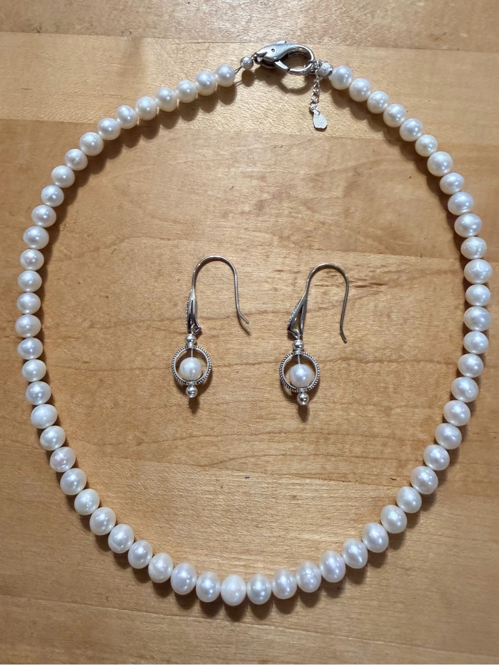 Classic Authentic White Pearl Choker & Earrings Set - Can Customize!!